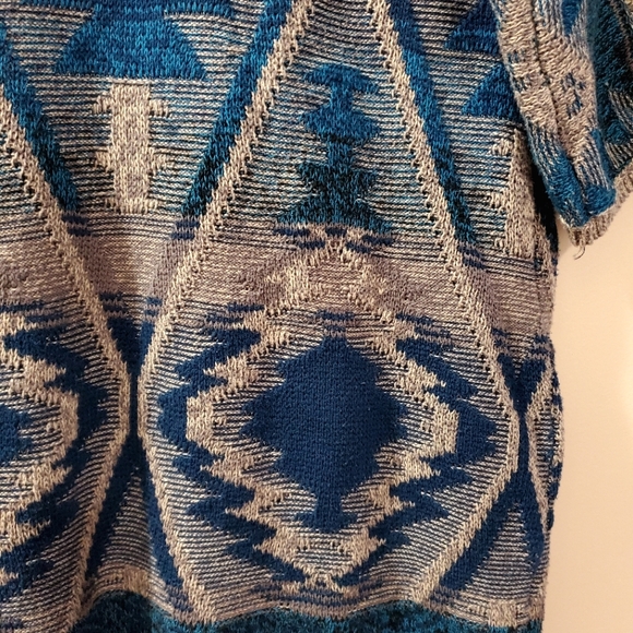 Lucky Brand - Aztec Knit Open Front Longline Cardigan - Size M - Picture 8 of 10